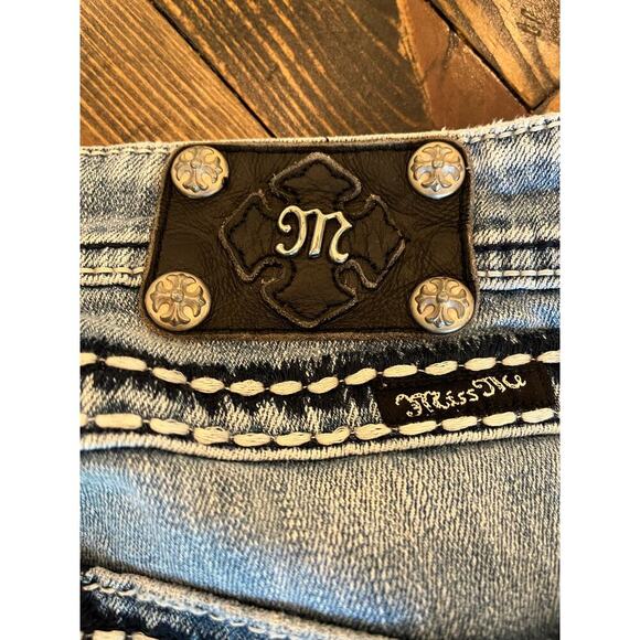 Miss Me Boyfriend Jeans Women 27 Thick Stitch Y2K Grunge Western Cowgirl Aztec - Picture 9 of 12